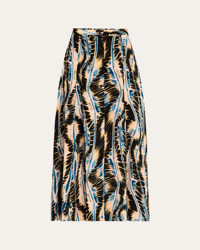 Rowan Button-Front Silk Skirt